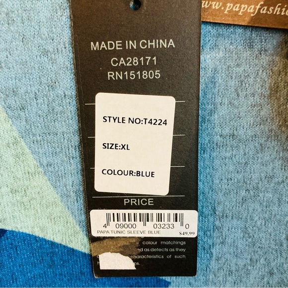 PAPA VANCOUVER Sz XL Asymmetrical Handkerchief Hem Line Patch  Pockets Tunic NEW - Picture 7 of 9